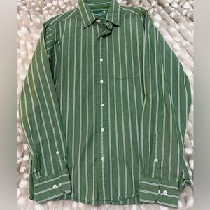 Duck Head Forest Green Striped Button Down Shirt